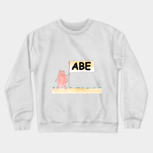 АВЕ name. Personalized gift for birthday your friend. Cat character holding a banner Crewneck Sweatshirt